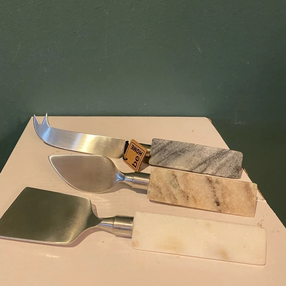 Geo Marble Cheese Knives, Set of 3 - New in Box